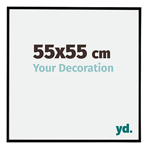 yd. Your Decoration - 55x55 cm - Bilderrahmen von Kunststoff mit Acrylglas - Antireflex - Ausgezeichneter Qualität - Schwarz Matt - Fotorahmen - Evry,