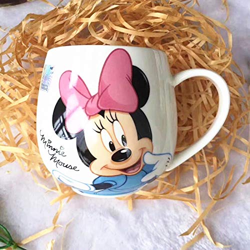 No Logo QJBH 300 ml Disney Mickey Mouse Minnie Mouse Kaffeetasse Süße Cartoon Donald Milk Mugs Kreative Mode Becher Griff Kinder Wasser Tasse, Minnie Maus, 300ml