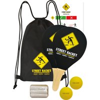 Schildkröt Street Racket Set, 2 Holzschläger, 2 Softbälle, Straßenmalkreide zur Spielfeldmarkierung, im Polyester-Carrybag, 970115