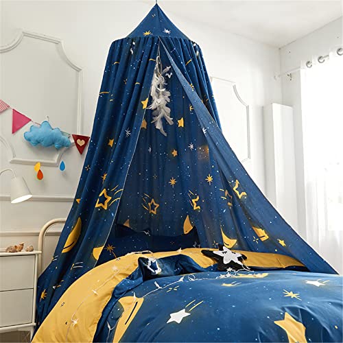 Groß Moskitonetz für Kinderzimmer Junge Blauer Sternenhimmel Kinder Baldachin Betthimmel Babybett Himmelbett Bettvorhang für Schlafzimmer Ankleidezimmer (1)