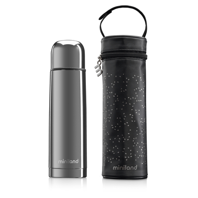 miniland Thermosflasche deluxe thermos mit Isoliertasche silber 500ml