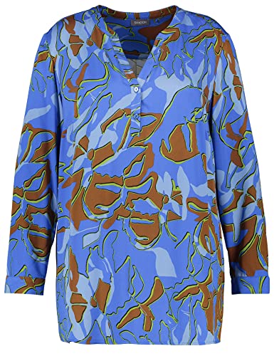 Samoon Damen Tunika mit Allover-Print Langarm Bluse Langarm Tunika Gemustert Blue Bonnet Gemustert 50
