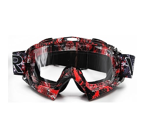 Motorradbrillen Motocross Brille Maske Enduro UV-Schutz, Skibrille Snowboard Brille Anti-Kratz Winddicht - Transparente Linsen