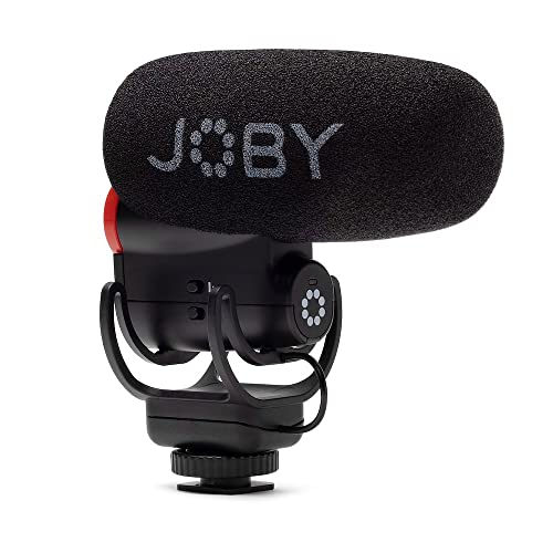 JOBY Wavo Plus, Vlogging-Mikrofon für Kameras, Super-Nierenmikrofon mit Live-Audioüberwachung, Hochpassfilter, Auto-Power-Modus, LED-Batteriestatus, Mikrofon für Kompaktkameras