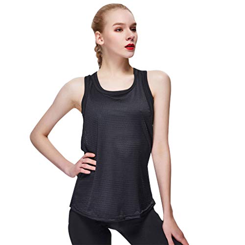 YIAGXIVG 2-teiliges Sport-Tanktop für Damen, mit integriertem BH, Workout, athletisch, Laufen, Yoga, Fitnessstudio, Fitness, Racerback-Shirt, Yoga-Oberteil für Damen