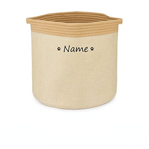 krui Leinen Haushalt Organizer, Wäschekorb, Hundespielzeug Organizer, personalisierte Haustier Name Kleidung Box, Hundefutter Spielzeug Lagerung Tragetasche (B,Pfoten)