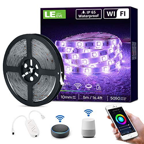 LE LED Strip 5M, Alexa RGB LED Streifen, IP65 Wasserdicht Smart LED Leiste, [nur 2.4GHz] WiFi Hell 5050 LED Band Lichterkette für Haus, Küche, Party, TV, Lichtband Kompatibel mit Alexa, Google Home