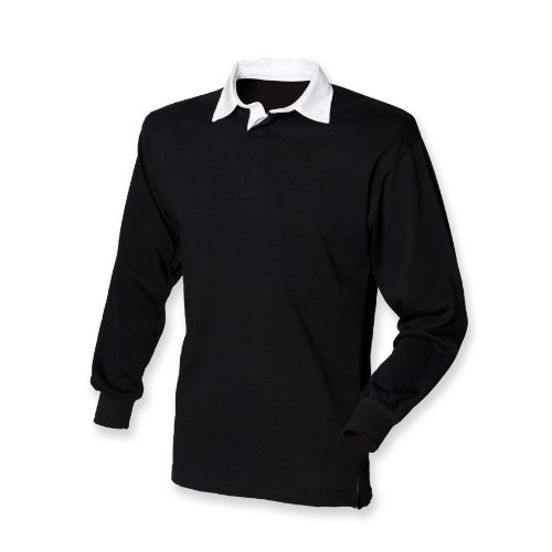 Front Row Langarmshirt Klassisch Rugby Shirt Schwarz / Weiß M