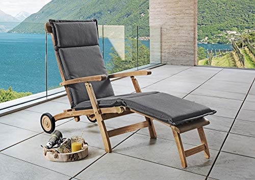 Beauty.Scouts Outdoor Collar Edition DEST Polster für Teak-Deckchair Deluxe, grau, 180 x 48 x 6 cm, Polsterauflage, Auflage, Garten, Gartenliegenauflage, Gartenliegenpolster