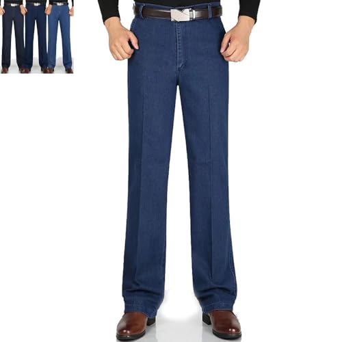 Blue Chic Store Herren-Jeans mit hoher Taille, Herren-Stretchjeans mit hoher Taille und gerader Passform (Thick Medium Blue,39 Yards)