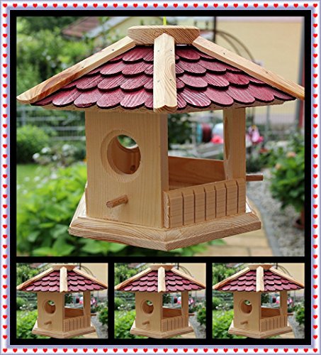 Vogelhaus Vogelhäuser-(V73 rot)-Vogelfutterhaus Vogelhäuschen-aus Holz Schreinerarbeit