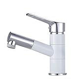 schwarz, waschtischarmatur warmen und kalten, wasserhahn ausziehbar, wasserhahn bad, herausziehbarer brause, ausziehbar, waschtischarmatur, Sprayer-weiss+chrome_