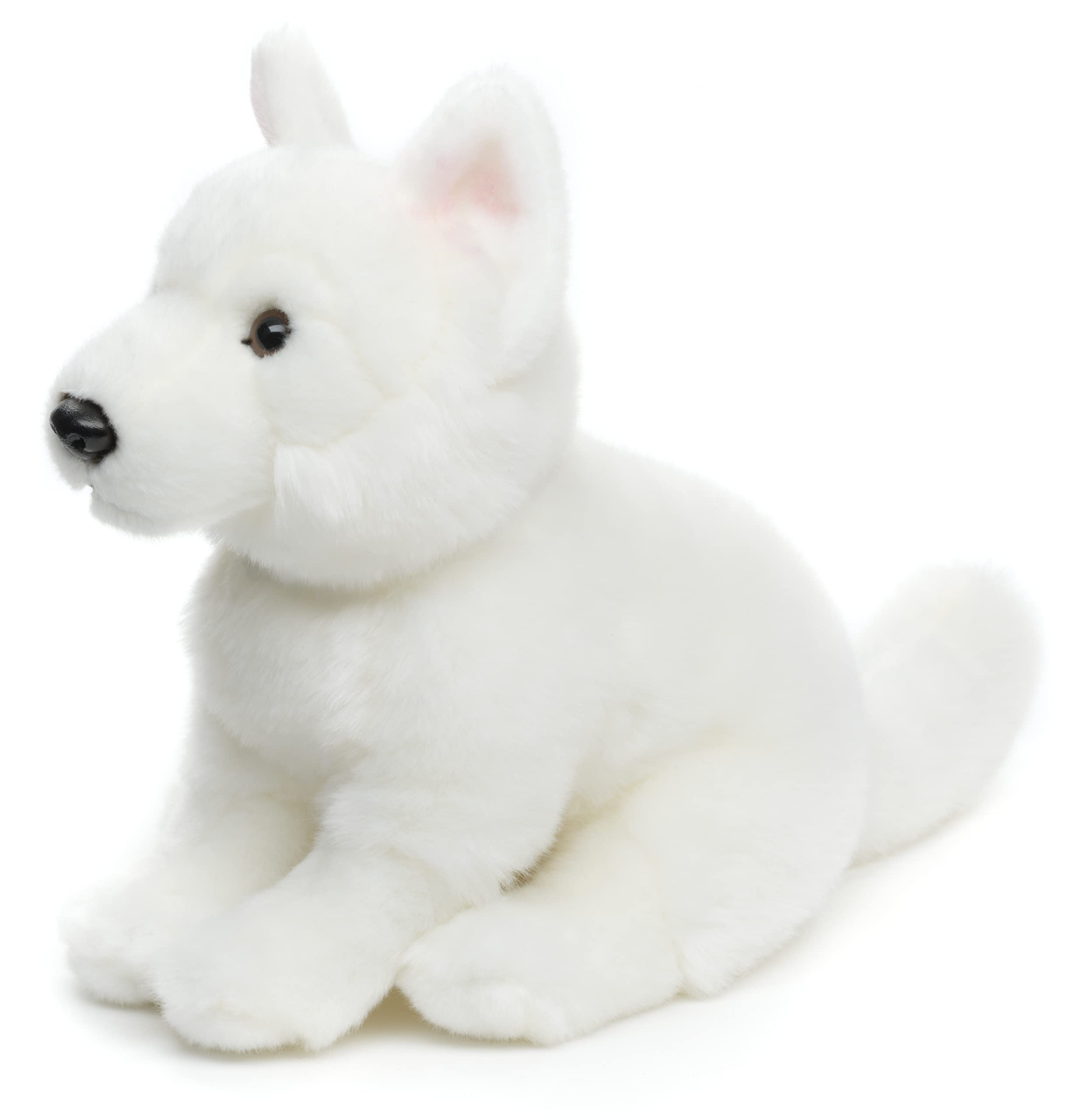 Uni-Toys - Weißer Schweizer Schäferhund Welpe, sitzend (ohne Leine) - 26 cm (Höhe) - Plüsch-Hund, Berger Blanc Suisse - Plüschtier, Kuscheltier