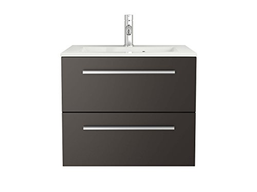 Waschtischunterschrank Waschbecken-Unterschrank weiß Hochglanz - Badmöbel Badezimmermöbel hängend Sieper Libato (60, anthrazit)