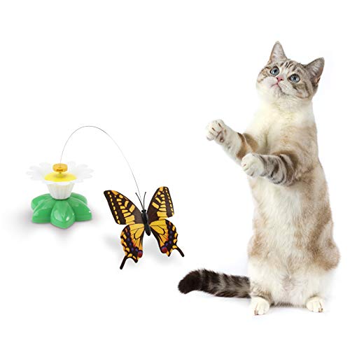 UEETEK Interaktives Spielzeug für Katzen, Schmetterlings-Spielzeug für Katzen, Batterien nicht im Lieferumfang enthalten (Farbe zufällig)