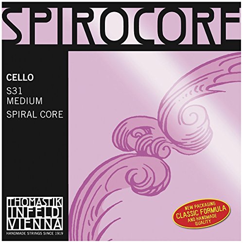 Thomastik 641231 Saiten für Cello Spirocore Spiralkern, Satz 4/4 mittel Chrom
