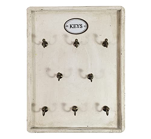 zeitzone Schlüsselbrett Keys 8 Haken Schlüsselkasten Holz Weiß 35x26,5cm
