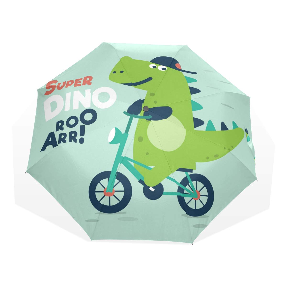ISAOA Automatischer Reise-Regenschirm,kompakt,faltbar,Netter Dinosaurier,Winddicht Stockschirm,Ultraleicht,UV-Schutz,Regenschirm f¨¹r Damen,Herren und Kinder
