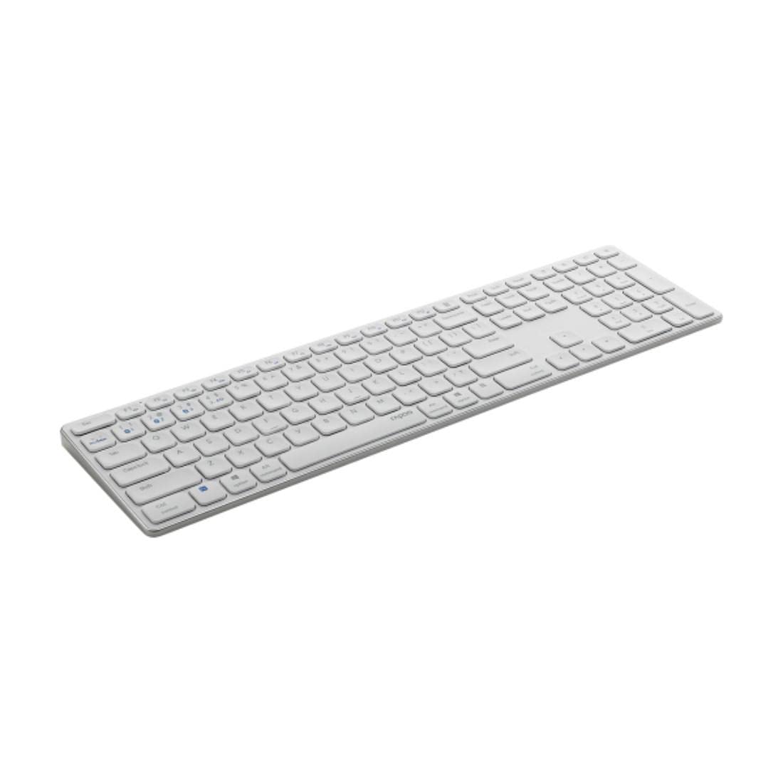 Rapoo E9800M kabellose Tastatur wireless Keyboard flaches Aluminium Design umweltfreundlicher wiederaufladbarer Akku DE-Layout QWERTZ PC & Mac - weiß