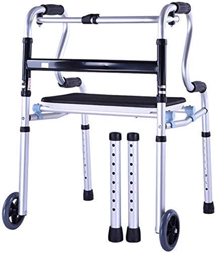 Rollstuhl-Klapp-Gehhilfe für Behinderte mit Badebrett, Klapp-Gehhilfe für ältere Menschen mit Sicherheitsgurt-Riemenscheibe, Rehabilitations-Gehhilfe, höhenverstellbar, tragbar
