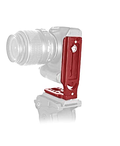 Hopcd Kamera-Schnellverschlussplatte, Universal-Metall-Schnellverschluss mit heißer Schuhhalterung für hydraulische Spiegelreflexkamera mit Kugelkopf, Kamera-Batterie-L-Halterung(rot)