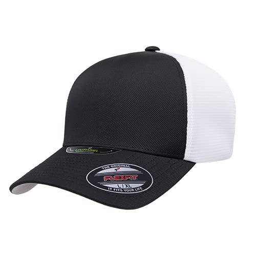 Flexfit Unisex-Erwachsene Melange Unipanel Trucker Cap Baseballkappe, Schwarz/Weiß, L/XL