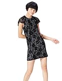 find. Damen Mini A-Linien-Kleid aus Spitze, Schwarz (Black/white Check), 34, Label: XS