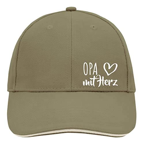 huuraa Cappy Mütze Opa mit Herz Unisex Kappe Olive/Beige mit Motiv für die tollsten Menschen Geschenk Idee für Freunde und Familie