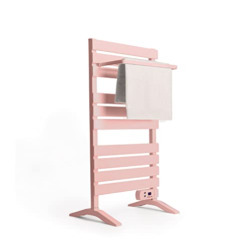 CREATE / WARM Towel 500W / Elektrischer Badheizkörper Rosa mit Standfüßen und Regal / 96,9x5x55cm, mit digitalem Thermostat und Timer, geringer Verbrauch, LCD-Display