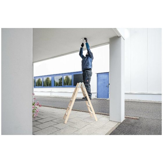 Günzburger Steigtechnik Stufen-Stehleiter beidseitig begehbar Holz - 2x5 Stufen