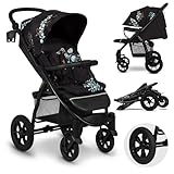 Lionelo Annet Buggy mit Liegefunktion Kinderwagen klein zusammenklappbar Eva-Schaum-Räder Moskitonetz Fußdecke Getränkehalter Korb (mit Handgriff in Braun)