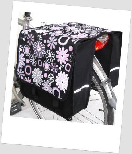 Kinder-Fahrradtasche Joy Satteltasche Gepäckträgertasche Fahrradtasche 2 x 5 Liter Farbe: 13 Flower Purple