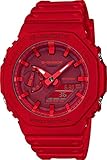 Casio Unisex Analog – Digital Quarz Uhr mit Kautschuk Armband GA-2100-4AER, Rot