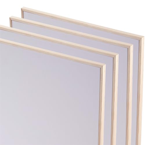 ARTIKUM 4X bespannter Malkarton 20x30 cm | Baumwolle, Pinienholz | Malfertige Canvas Panels mit Schattenfugenrahmen, Leinwandkarton mit Rahmen Set