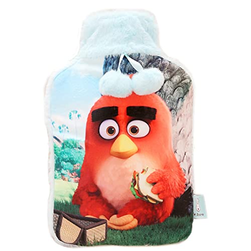Wärmflasche ，Wärmflasche, Flanellbezug mit Tiermuster, 2 Liter großes Fassungsvermögen, warme Hände und Füße, wärmen den ganzen Körper. (Color : Bird, Size : Large)