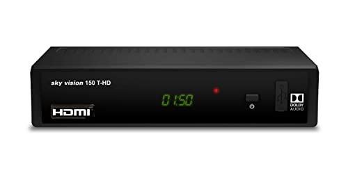 Sky vision 150 T-HD DVB-T2 Receiver für Italien (Italienische Menüführung, HD-Empfänger, Antennen-Receiver, HEVC H.265 Decoder, HDMI, USB 2.0, LAN, SCART, Dolby DIGITAL Plus), schwarz