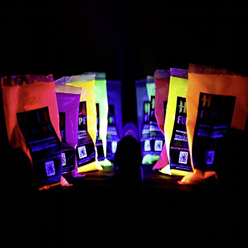 100 x Neon Holi Pulver - Festival Farbbeutel - Fotoshooting 10 Faben Leuchten UV
