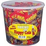 Haribo Happy Cola Mini-Beutel, Runddose, 400 Stück (4 x 980g)