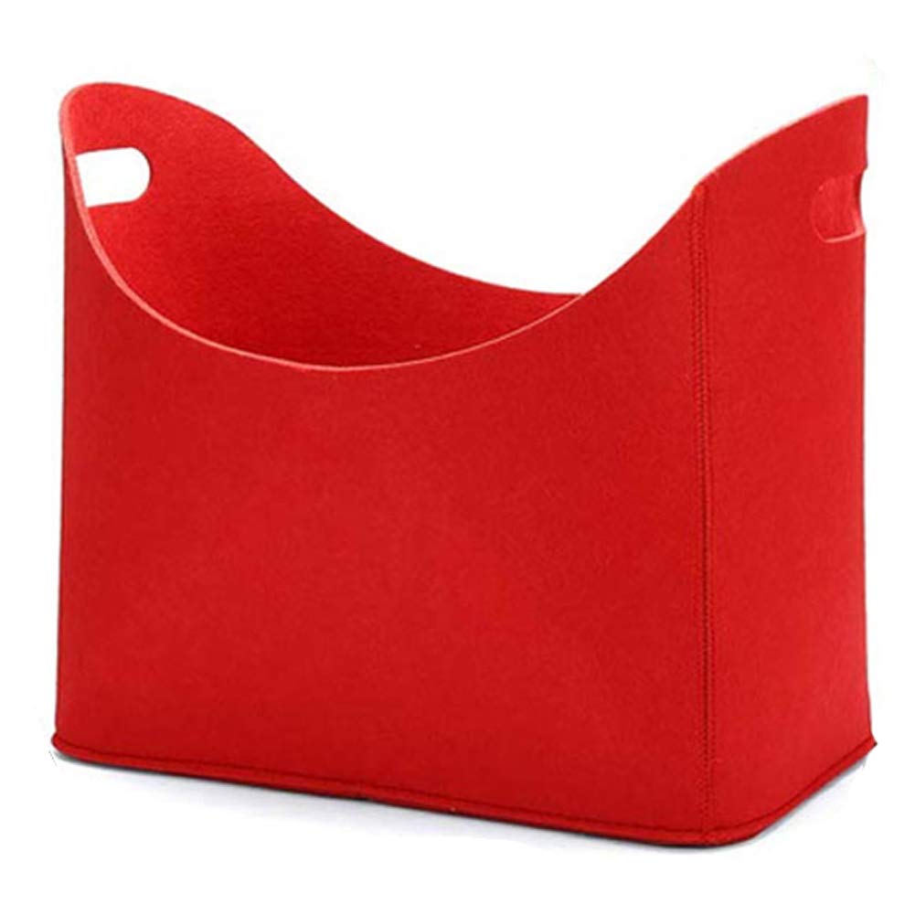 NANANA Filzkorb - Kaminkorb, Filztaschen für Kaminholz Filzkorb Holzkorb Kaminholztasche Zeitungskorb aus Filz Faltbar, Brennholz Log Tragetasche, Einkaufskorb, Filz Log Bag, 39x34x22cm,Rot