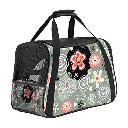 Haustier-Transporttasche mit Blumenmuster, weiche Seiten, für Katzen, Hunde, Welpen, bequem, tragbar, faltbar, für Fluggesellschaften zugelassen