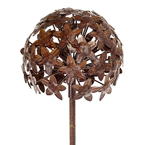 SIDCO Gartenstecker Allium Gartenstab Gartendeko Dekostab Metall Pusteblume Blütenball rost