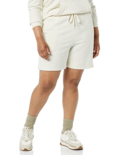 Amazon Aware Damen Einseitige Fleece-Shorts (in Übergröße erhältlich), Haferbeige Meliert, M