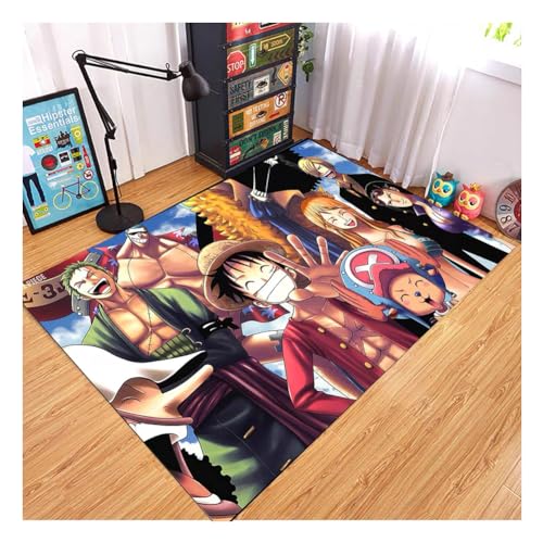 BLuvLy 3D Anime One Piece Game rutschfest Teppich Matte Weiche Rechteck rutschfeste Maschinenwaschbare Teppiche Für Wohnzimmer, Schlafzimmer, Fußmatte, 80 X 120 cm