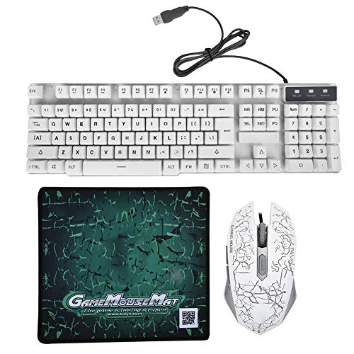 Gaming Mechanical Keyboard Mausset, verkabeltes, Komfortables Feel Typing Suspension Keys Keyboard & hochempfindliches Mausset ohne Verzögerung und leises Tippen(Weiß)