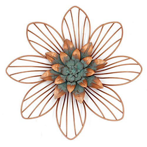 Funly mee Vintage Metall Floral Wanddekoration Blume Wanddeko (Kupfer) 30,5 x 30,5 x 3 cm