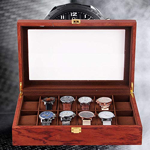 6/10/12 Uhrenbox Gitter aus Holz und Samtstoff Vintage Uhrenschatulle Uhrenbox Display Organizer Schmucketui Geschenke Uhrenschachtel (12)
