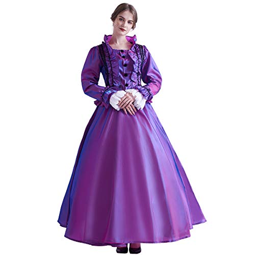 GRACEART Damen Gothic Viktorianisches Kleid Renaissance Maxi Kostüm (M, Lila)