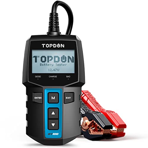 TOPDON Autobatterietester 12V Lasttester, BT100 100-2000 CCA Kfz-Generatorprüfer Digitaler Autobatterie-Tester Autobatterieanalysator Ladesystem Testgerät für PKW-LKW ATV SUV Boot