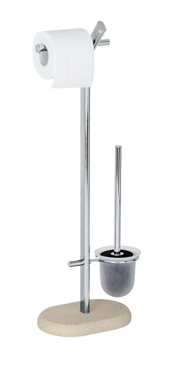WENKO Stand WC-Garnitur Puro - WC-Bürstenhalter, Stahl, 29 x 72 x 15.5 cm, Chrom