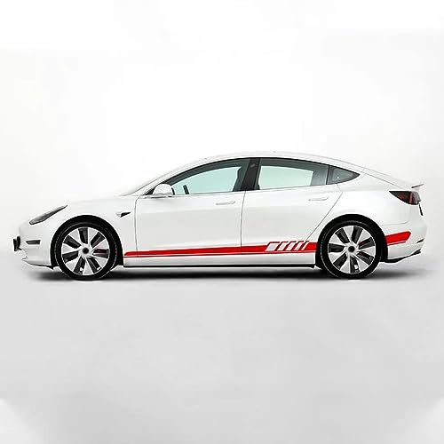 Auto Seitenstreifen Seitenaufkleber Aufkleber Für Tesla Model 3 /Model S/Model X/Model Y Seitenstreifen Rock Aufkleber Aufkleber.,B-Red